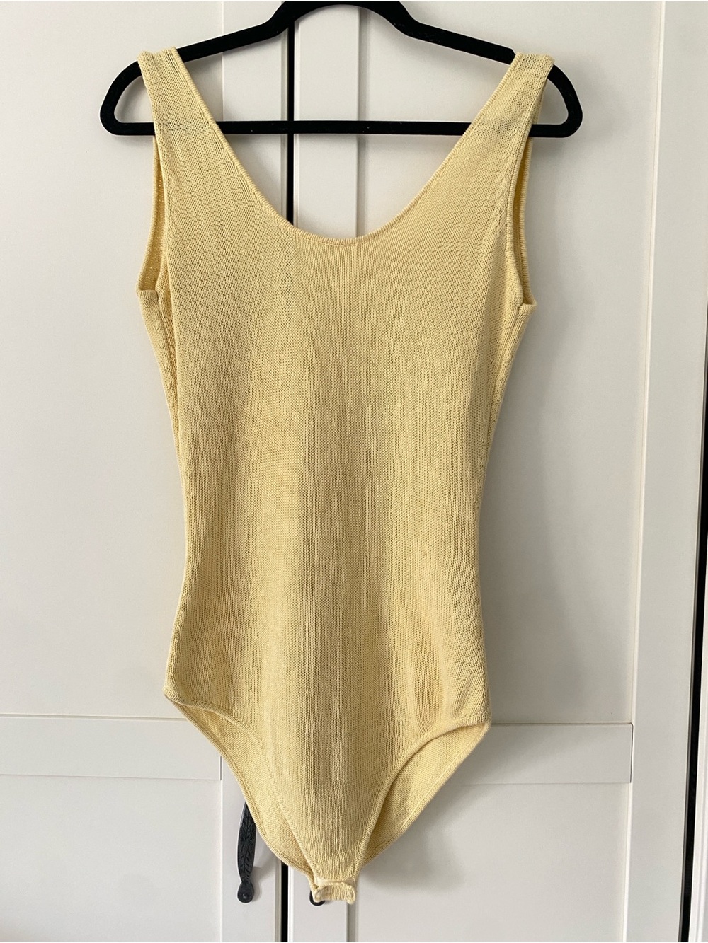 Zara Pale Butter Yellow Knit Sleeveless Low Back Bodysuit Summer Festival Size M